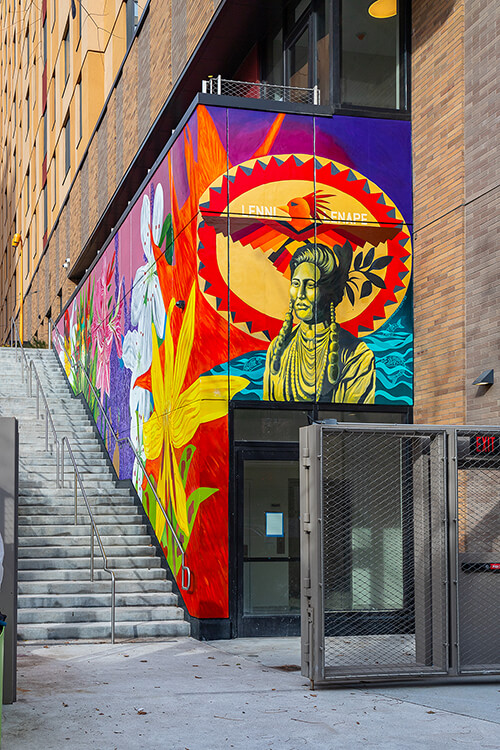 mural entitled Dr. Antonia Pantoja by Maria Dominguez.